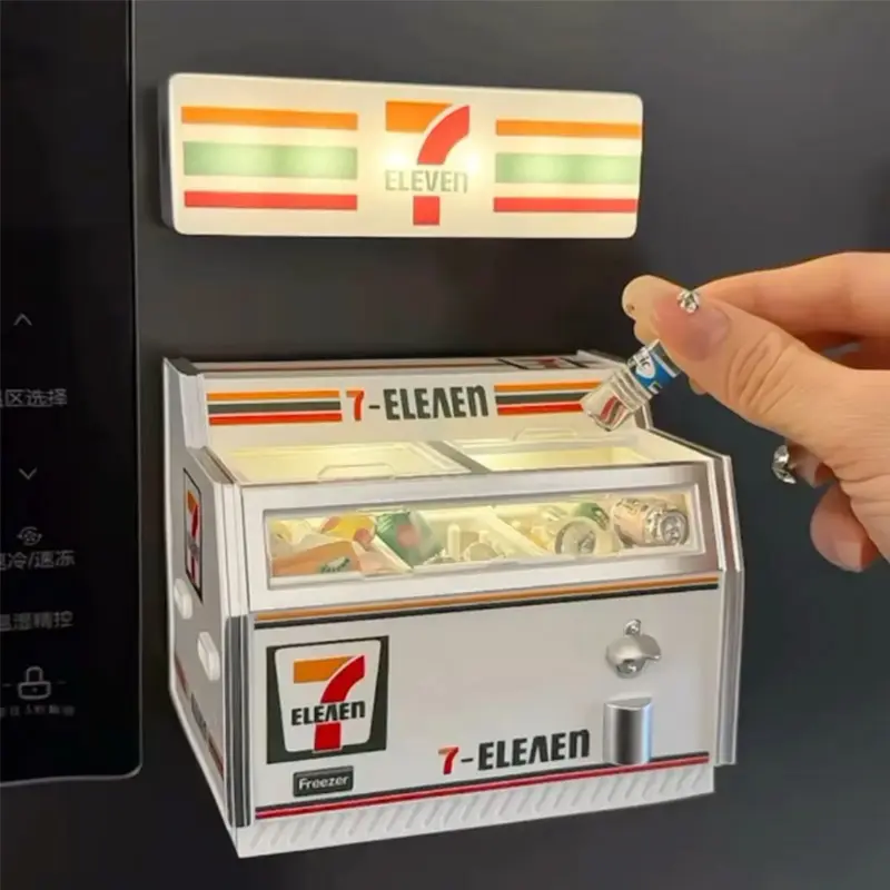 Magnetic Refrigerator Sticker Horizontal Freezer Dollhouse Mini Miniature Ice Cream Cabinet Ornament Simulation Home Decoration
