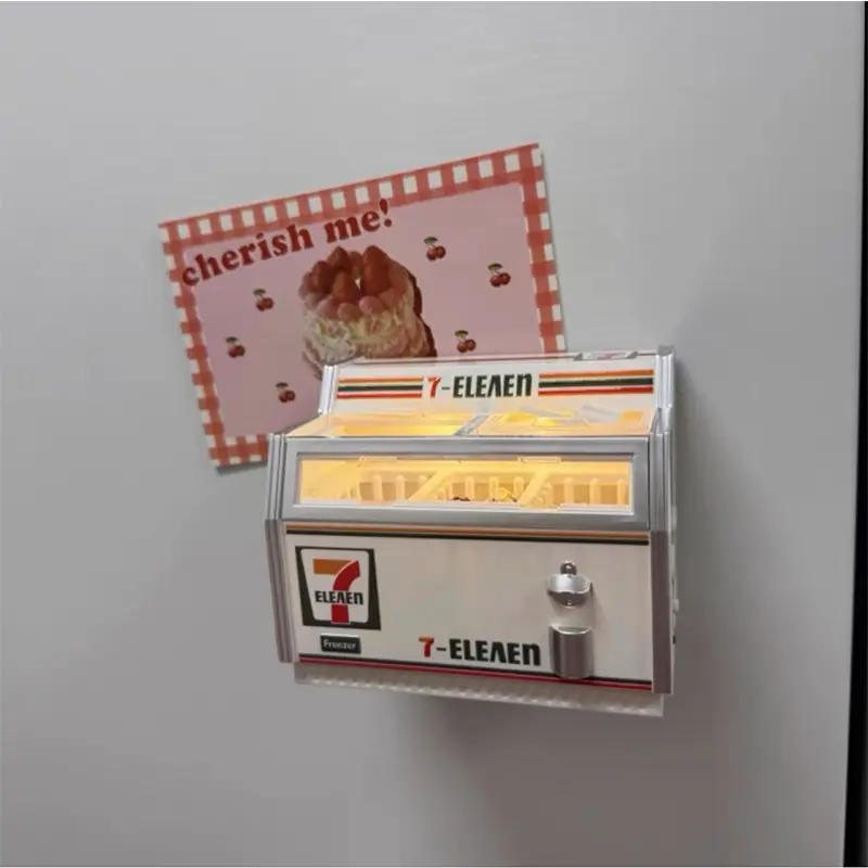 Magnetic Refrigerator Sticker Horizontal Freezer Dollhouse Mini Miniature Ice Cream Cabinet Ornament Simulation Home Decoration