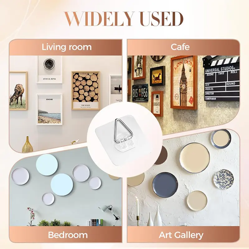 20pcs Triangular Hook Wall Hangers Self-adhesive Hanging Plates Hanging Wall Panels Picture Frames Art Hanging Vertical Hooks