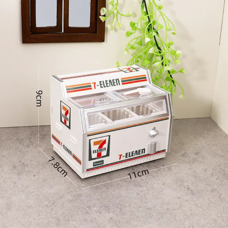 Magnetic Refrigerator Sticker Horizontal Freezer Dollhouse Mini Miniature Ice Cream Cabinet Ornament Simulation Home Decoration