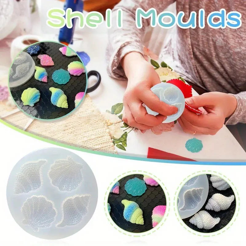 New Shell Silicone Mold Multi Sided Shell Mirror Shining Shell Conch Dropping Glue Craft Decor Mold Chocolate Cake Baking Tool