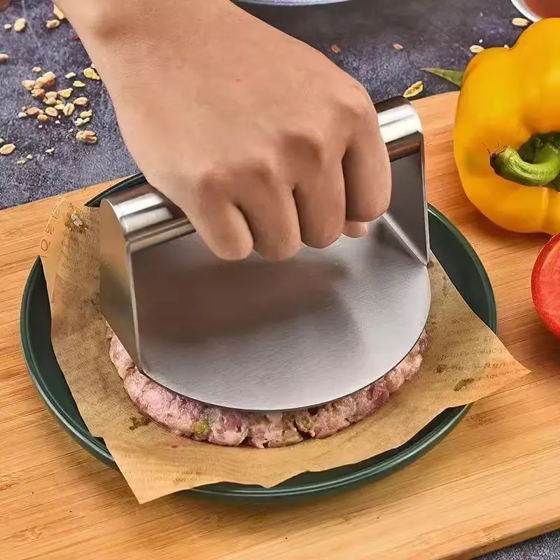 Stainless Steel Meat Compactor Hamburger Patties Cooked Meat Circular Press Mold Tool Kitchen Beef Dough Cake Baking Press Tool