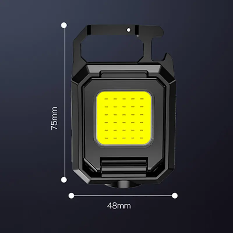Mini Magnetic 3 Head Camping Flashlight Keychain Led Rechargeable Waterproof Flashlight Hanging With Base Outdoor Cob Work Light
