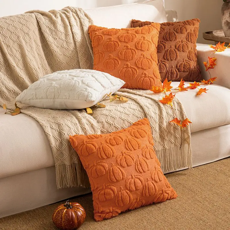 2025 New Pumpkin Plush Pillow Living Room Sofa Embroidered Crafts Pillow Pillow Bedhead Pillowcase Cushion Cover Pillow Cover
