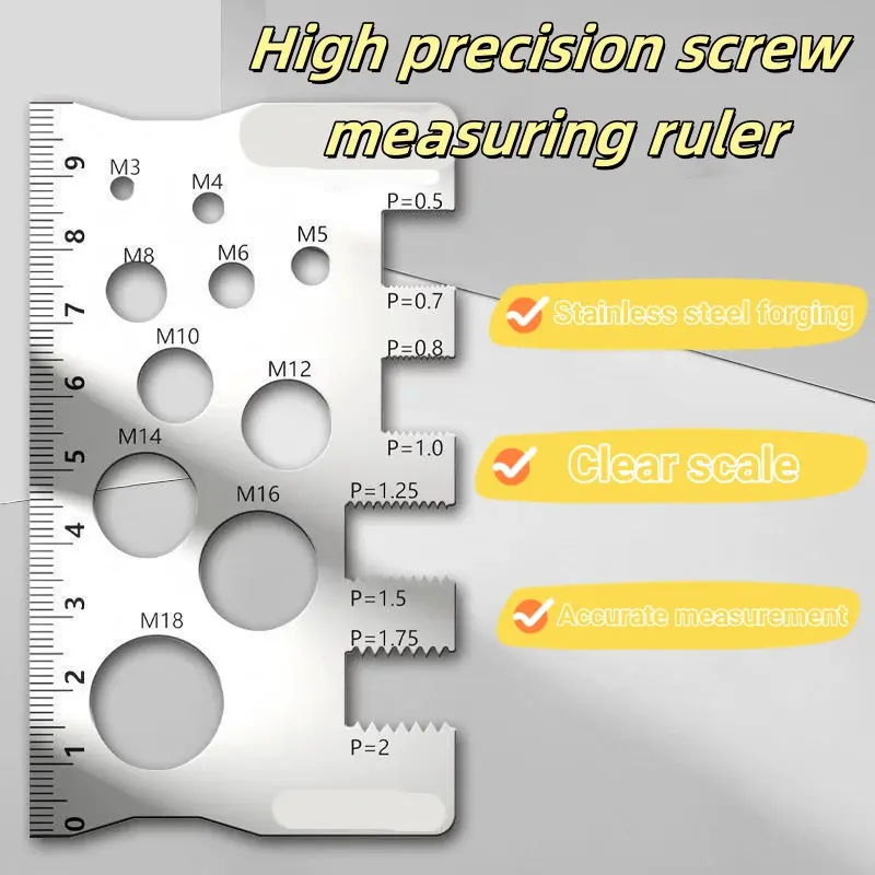 1/5pcs Stainless Steel Screw Measuring Ruler 304 Caliper Metric Tool Precise Tooth Pitch Diameter Drill Bit Bolt Pitch Caliper
