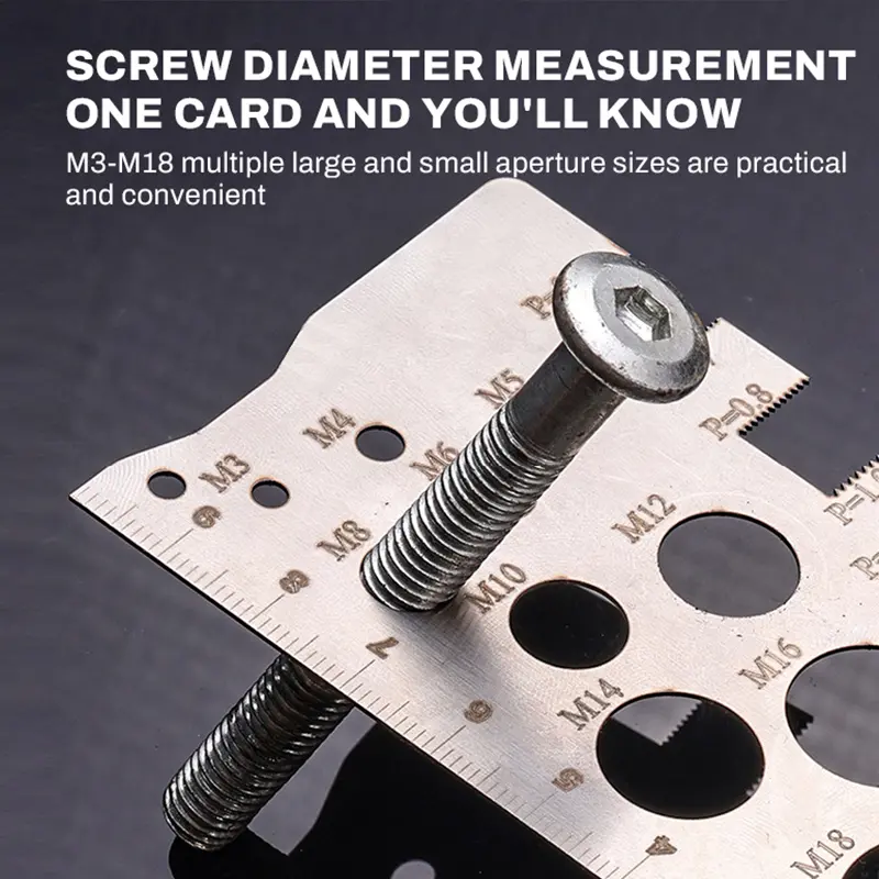 1/5pcs Stainless Steel Screw Measuring Ruler 304 Caliper Metric Tool Precise Tooth Pitch Diameter Drill Bit Bolt Pitch Caliper