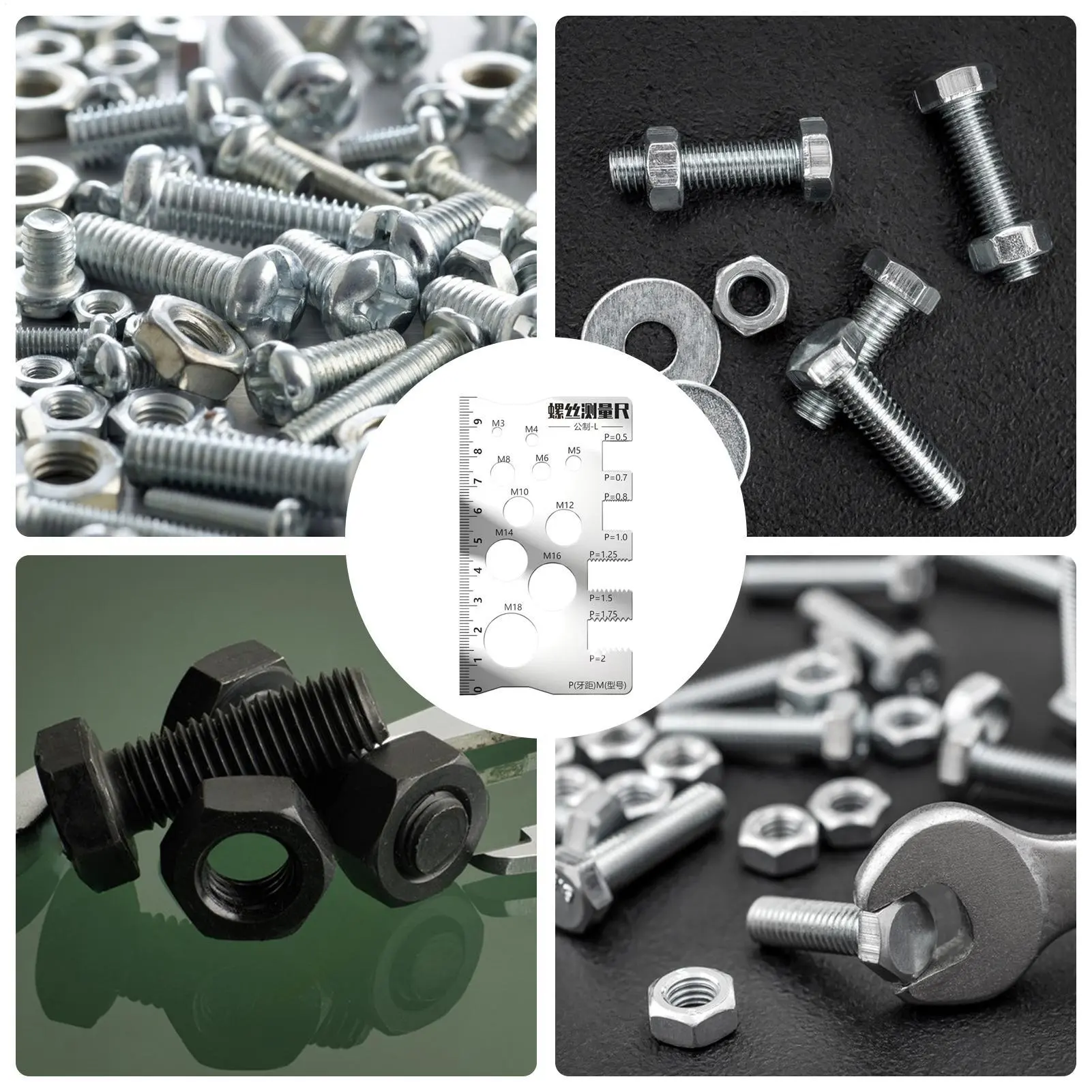 1/5pcs Stainless Steel Screw Measuring Ruler 304 Caliper Metric Tool Precise Tooth Pitch Diameter Drill Bit Bolt Pitch Caliper