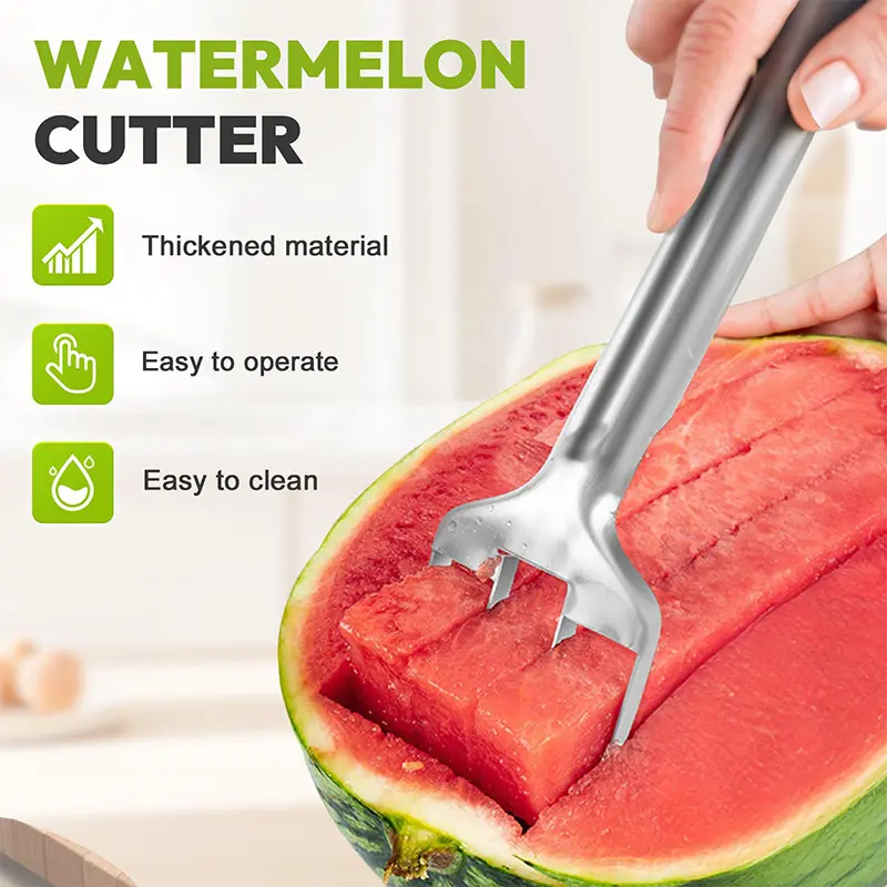 Stainless Steel Fruit Knife Watermelon Fork Slicer Multifunctional Fruit Slicer Hami Melon Watermelon Melon Kitchen Tool Slicer