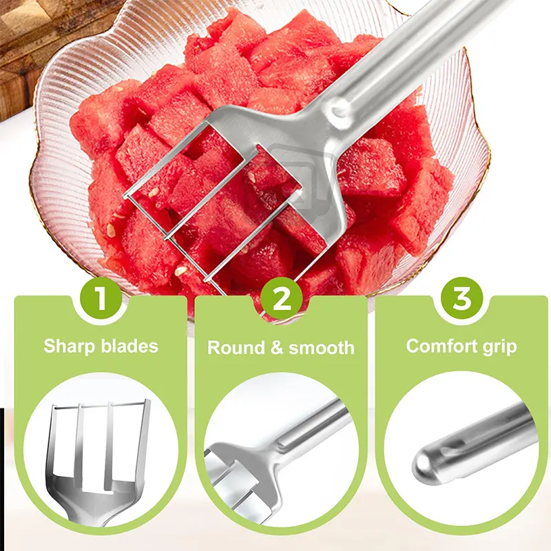 Stainless Steel Fruit Knife Watermelon Fork Slicer Multifunctional Fruit Slicer Hami Melon Watermelon Melon Kitchen Tool Slicer