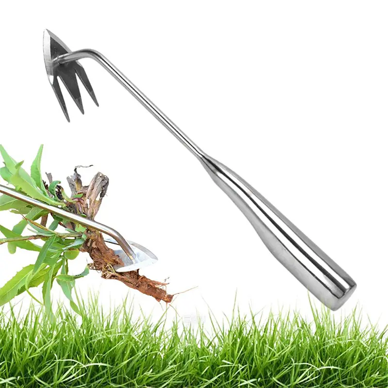 2025 Upgrade Head Straw Rake Weeding Tool With Handle Stainless 3 Teeth Weeding  Shovel Gardening Backyard Farm Loosening Soil
