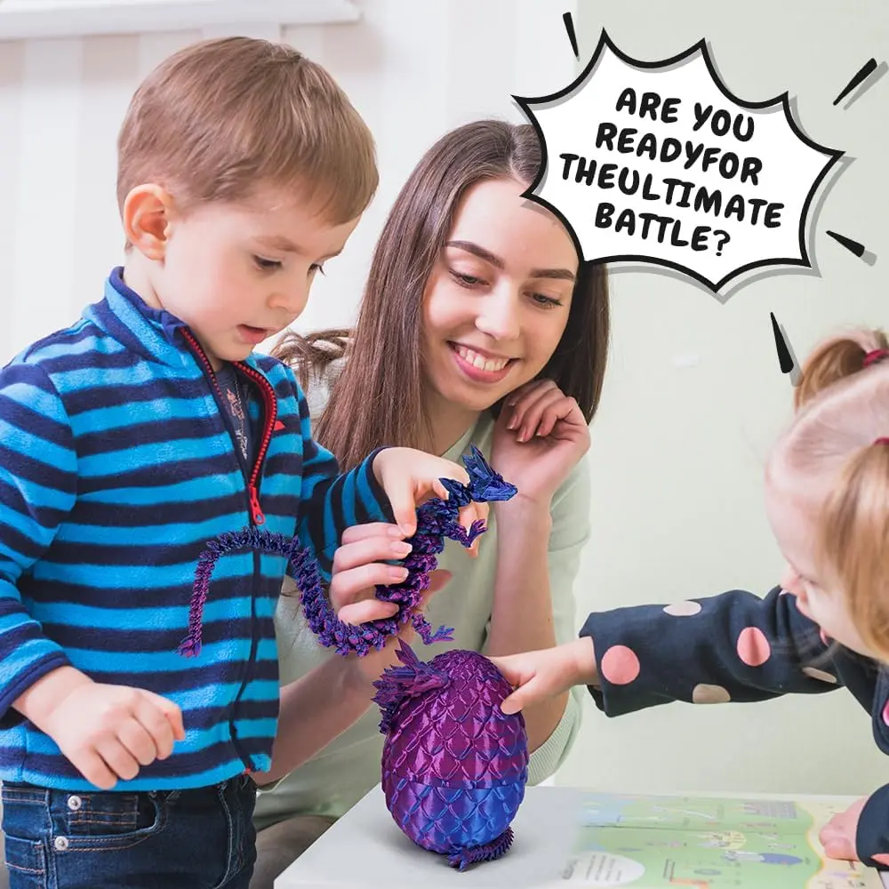 3D Printed Dragon Eggs Dragon Toys Novelty Gigts For Kids Friends Desktop Toy Hinged 3D Dragon Egg Stress Relief Toy Only Dragon