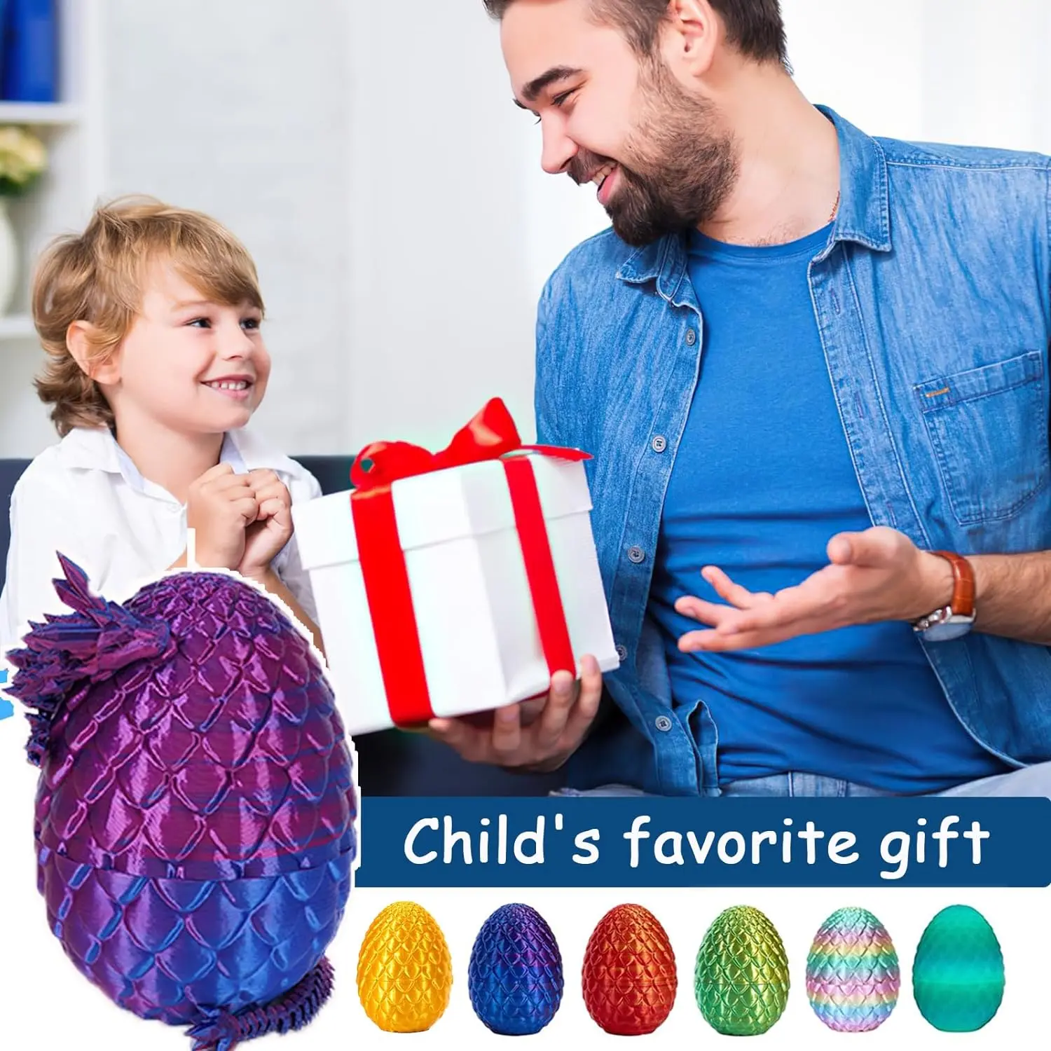 3D Printed Dragon Eggs Dragon Toys Novelty Gigts For Kids Friends Desktop Toy Hinged 3D Dragon Egg Stress Relief Toy Only Dragon