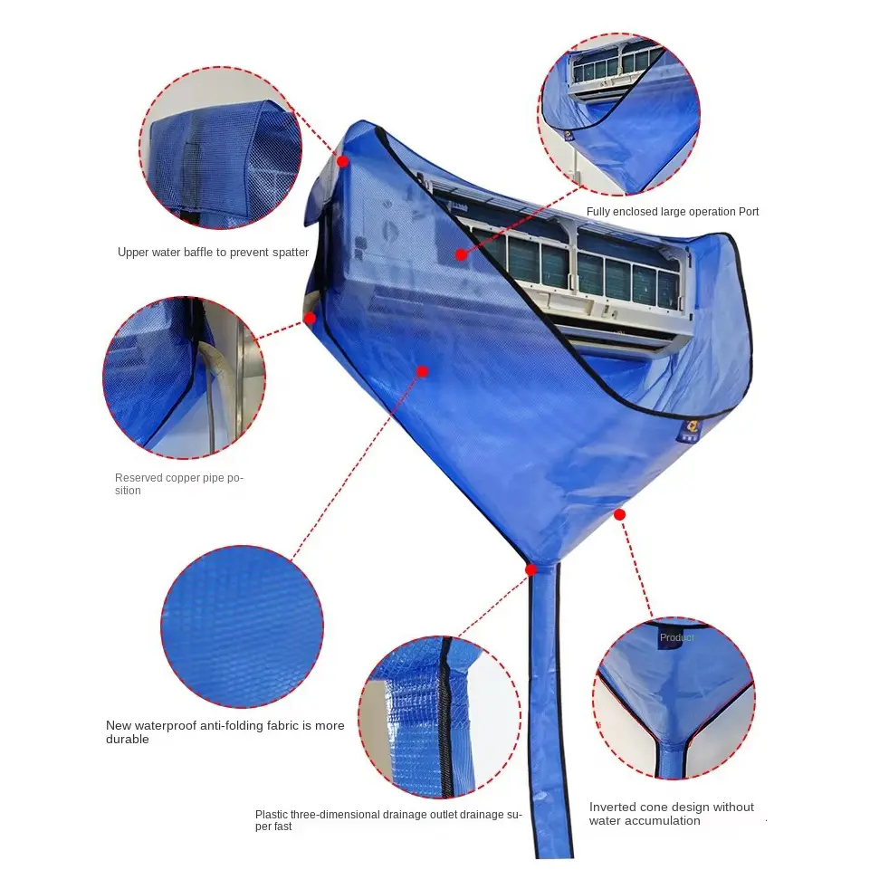 Large Air Conditioning Cleaning Cover Kit Waterproof Cover Hanging Thickened With Drainage Pipe Cleaner Water Washing Bag