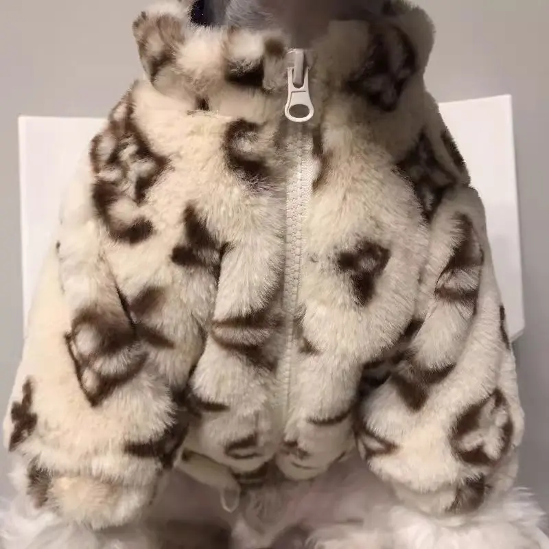 Winter Warm Dog Clothes Schnauzer Fah Bichon Teddy Small Medium Sized Dog Cat Smoked Leather Coat Warm Windproof Pet Clothing