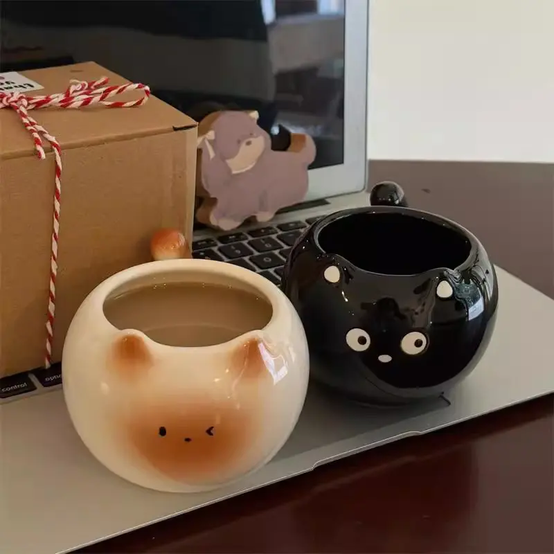 Cute Cat Coffee Cup 300ml Kawaii Ceramic Mug For Tea Milk Water Juice Mocha Lovers Breakfast Cup Birthday Gift For Women Men