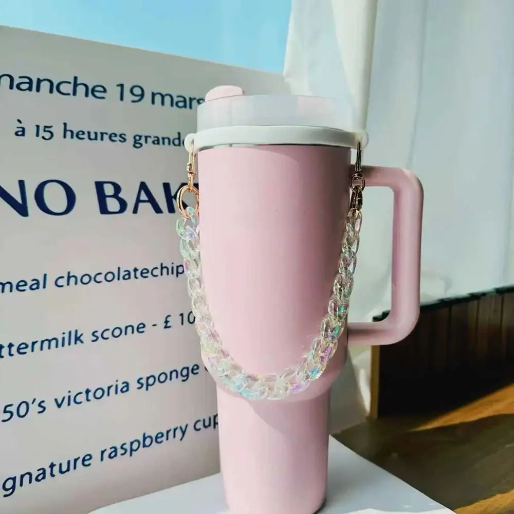 Luxury Chain Handle Strap Replacement For Stanley Cup 40/30 oz Accessories Tumbler Carrier Water Bottle Sling Holder With Strap
