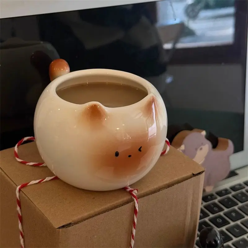 Cute Cat Coffee Cup 300ml Kawaii Ceramic Mug For Tea Milk Water Juice Mocha Lovers Breakfast Cup Birthday Gift For Women Men