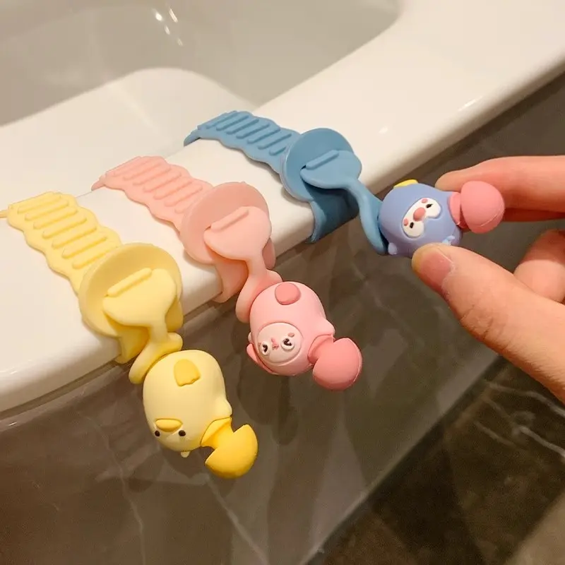 Cute Toliet Lid Lifter Seat Handle Holder Kawaii Toilet Seat Lifter Touch Free Silicone Toilet Lid Handle Bathroom Accessories