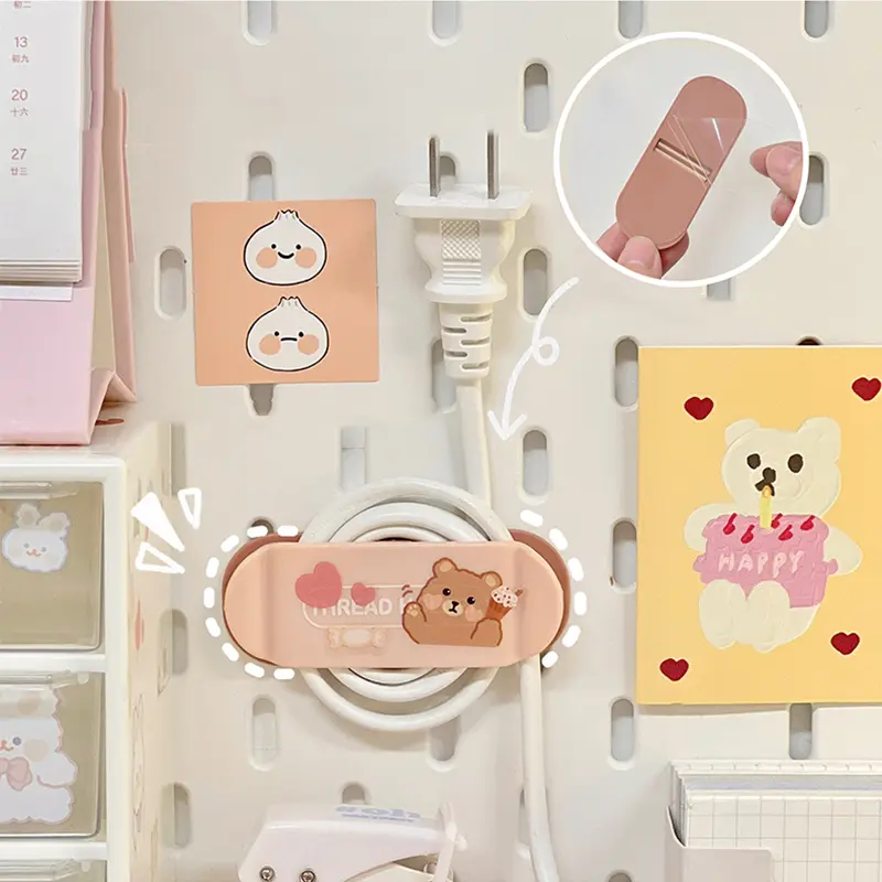 4pcs Cute Charging Cable Desk Organizers Plastic Management Wire Holder Cable Winder Clip For USB Phone Earphone Protector Box