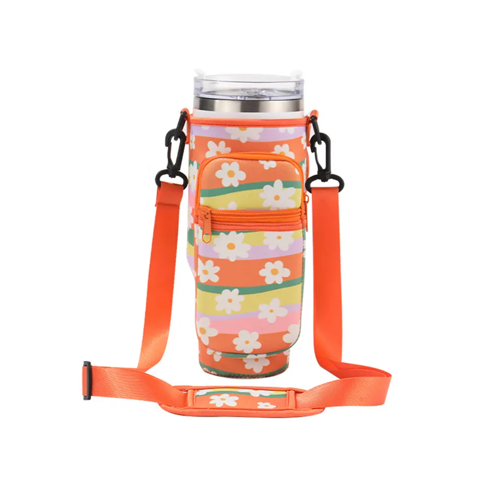 Kawaii Daisy Water Bottle Holder With Strap Pocket For Stanley Cup 40oz Accessories Cute Tumbler Bag Carrier Bag Cup Sleeve