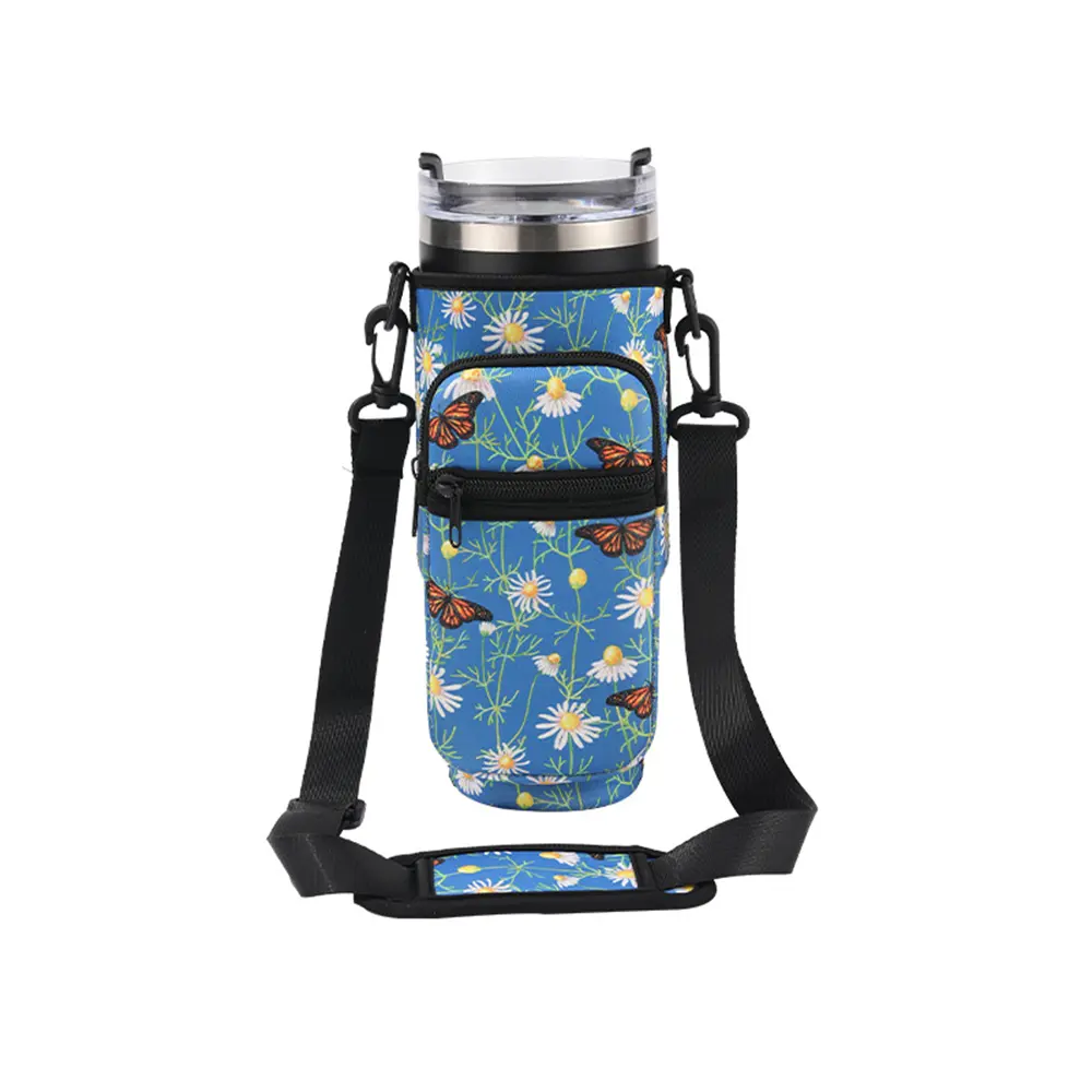Kawaii Daisy Water Bottle Holder With Strap Pocket For Stanley Cup 40oz Accessories Cute Tumbler Bag Carrier Bag Cup Sleeve