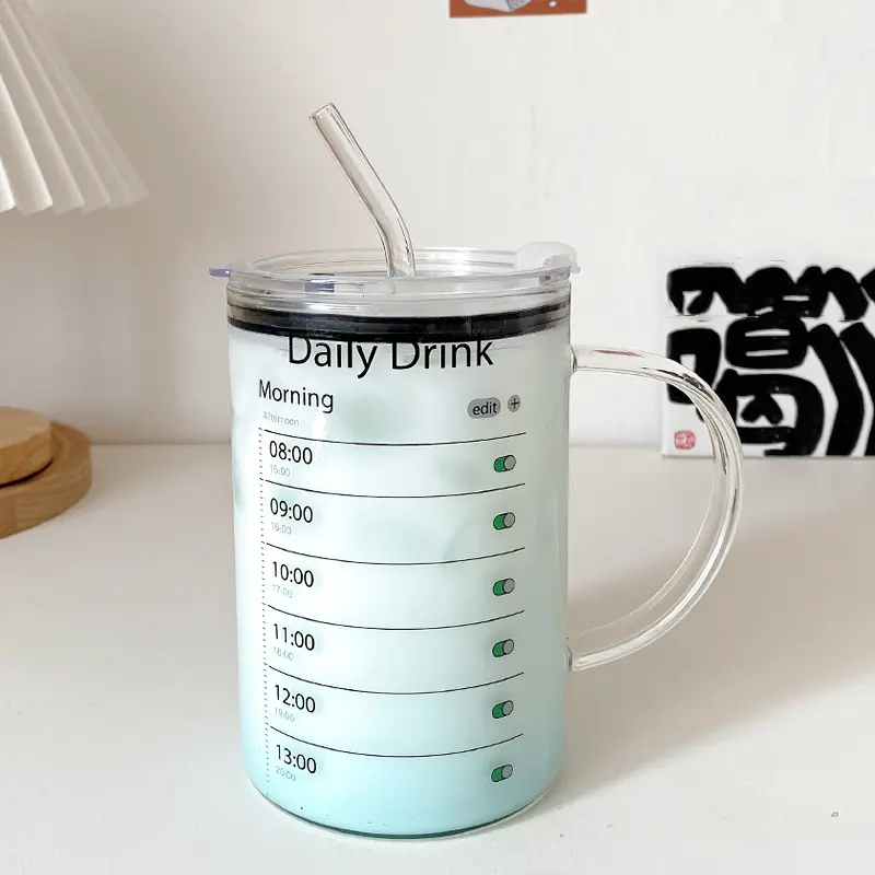 1000ml Glass Cups With Lid  And Straw Drinkware Cute Coffee Mugs Big Glasses For Drinks Water Tea  Korean Milk Juice Beer Cup