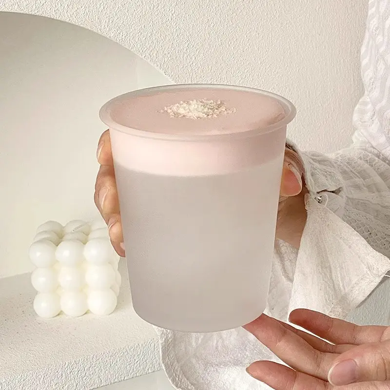 Cute Frosted Glass Cup For Home Simple Glass Coffee Cup Tumbler For Wine Juice Tea Whiskey Espresso 365ml Drinking Glasses Gift