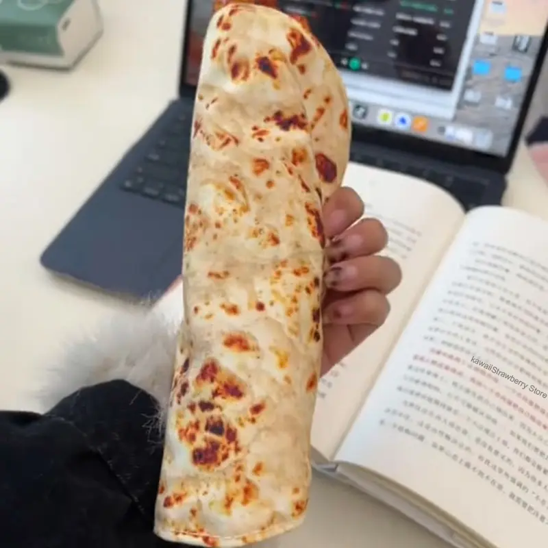 Kawaii Thin Pancake Pen Case Bag Organizer Cute Canvas Pen Holder Creative Portable Home Office Storage Pouch For School Gift
