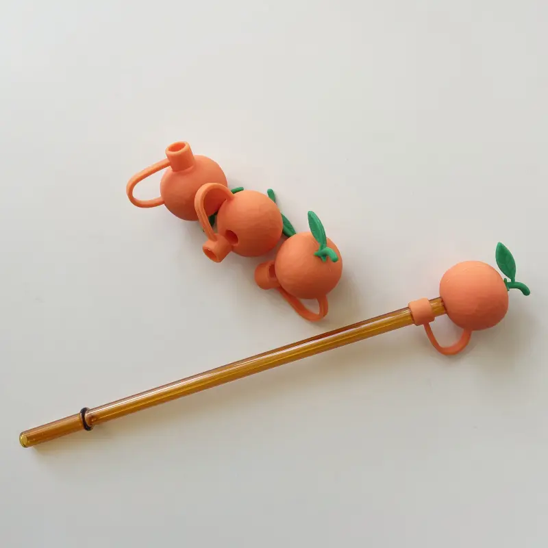 Cute Straw Topper Kawaii Silicone Straw Covers Cap For Tumblers Drinking Straw Cover 7 8mm Water Bottle Cups Accessories 1 PC