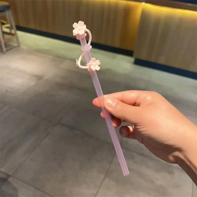 Kawaii Cherry Straw Cover Dust Cap Silicone Cute Straw Toppers For Tumbler Drinking Charm Decoration Cover For 8mm Straws 1 PC