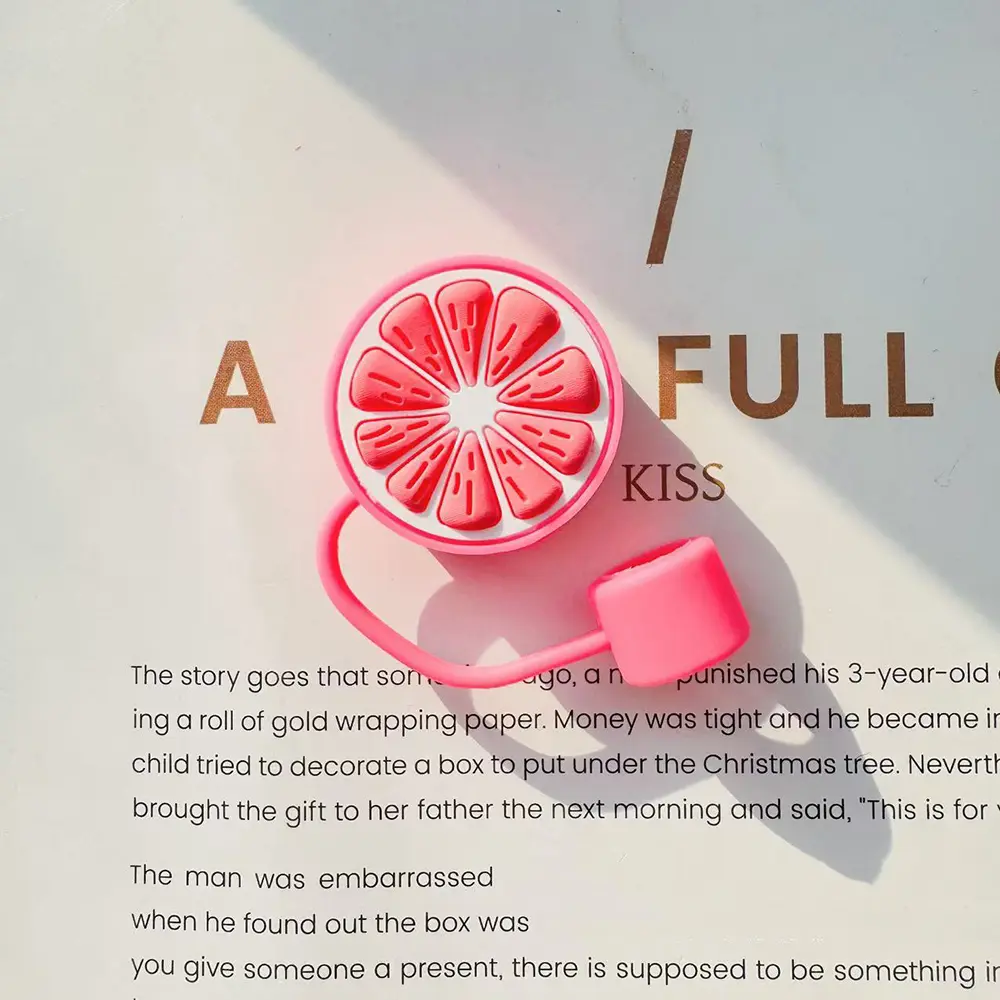 Cute Lemon Straw Covers Kawaii Silicone Straw Toppers For Stanley Cup Dust Proof Straws Cap Tumbler Accessories For 10mm Straw