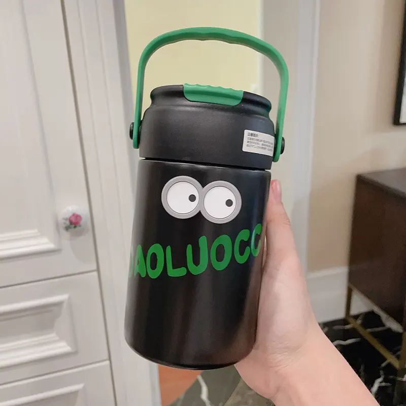 Cute Thermos Bottle With Tea Filter 3D Sticker Vacuum Flask Stainless Steel Water Coffee Milk Travel Straw Cup 550/750ml Gift