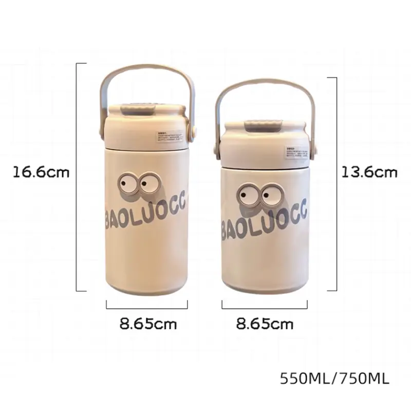 Cute Thermos Bottle With Tea Filter 3D Sticker Vacuum Flask Stainless Steel Water Coffee Milk Travel Straw Cup 550/750ml Gift