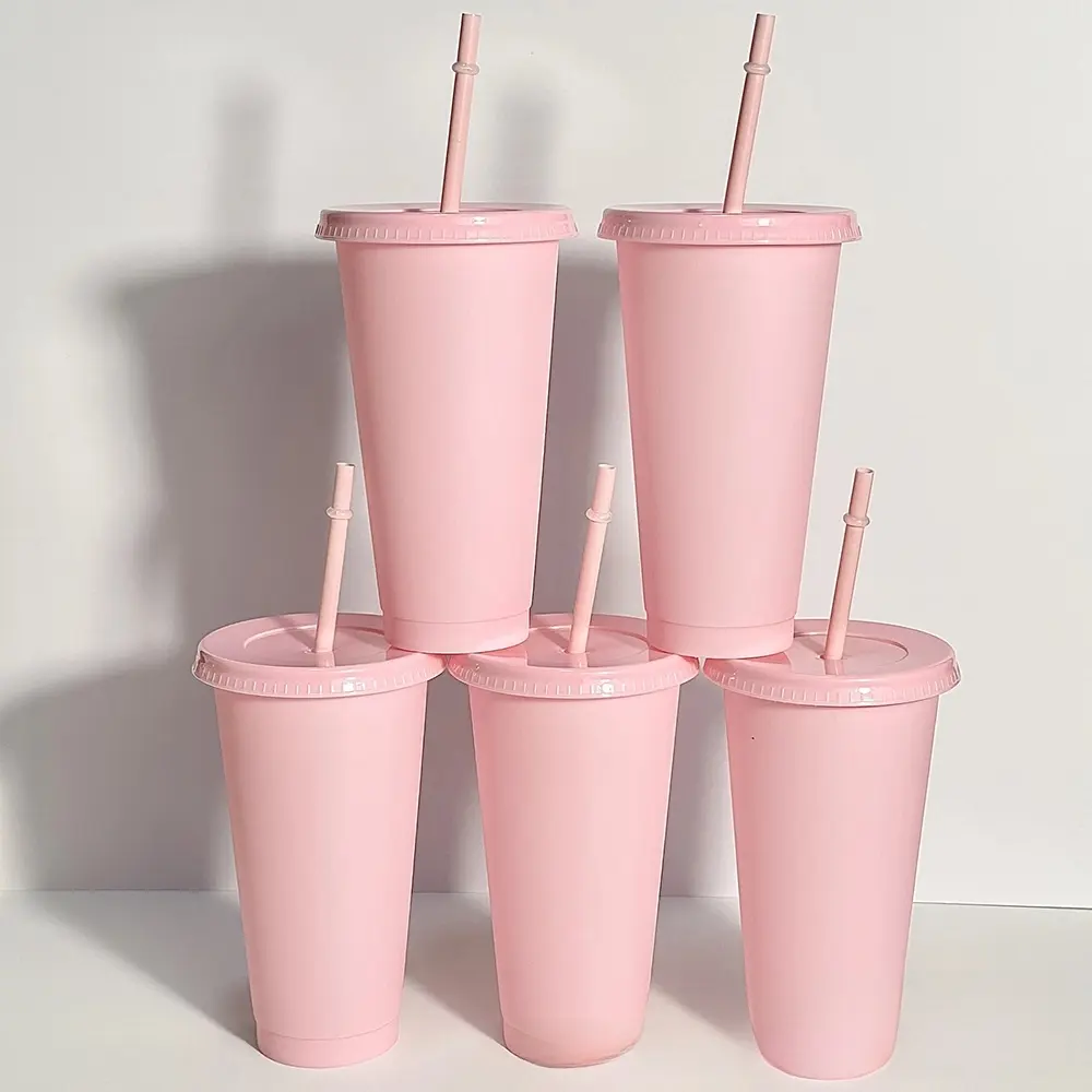 Cute Coffee Cup Tumbler Kawaii Water Bottle With Straw Lid For Juice Tea Plastic Cup Portable Reusable Drinking Bottle BPA Free