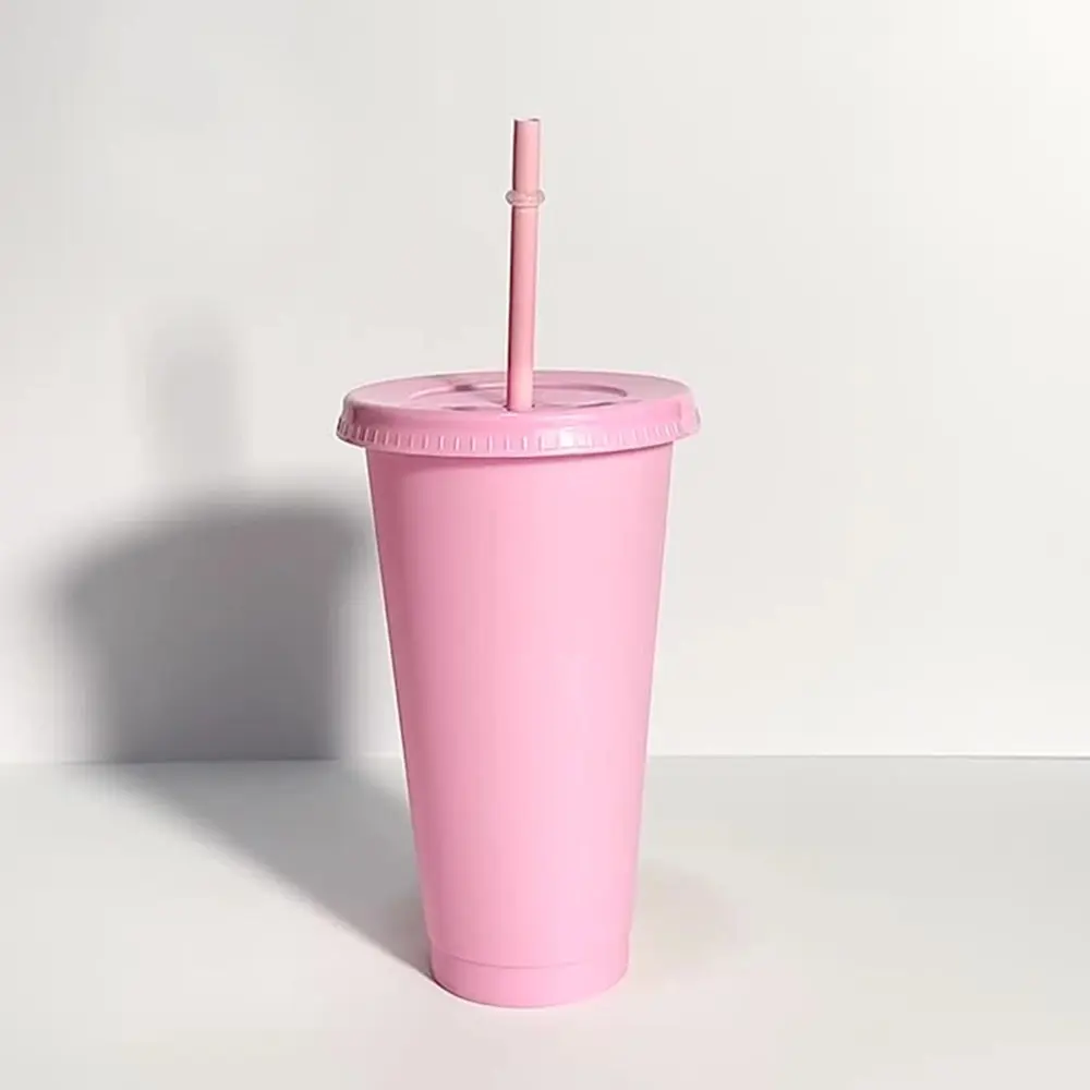 Cute Coffee Cup Tumbler Kawaii Water Bottle With Straw Lid For Juice Tea Plastic Cup Portable Reusable Drinking Bottle BPA Free