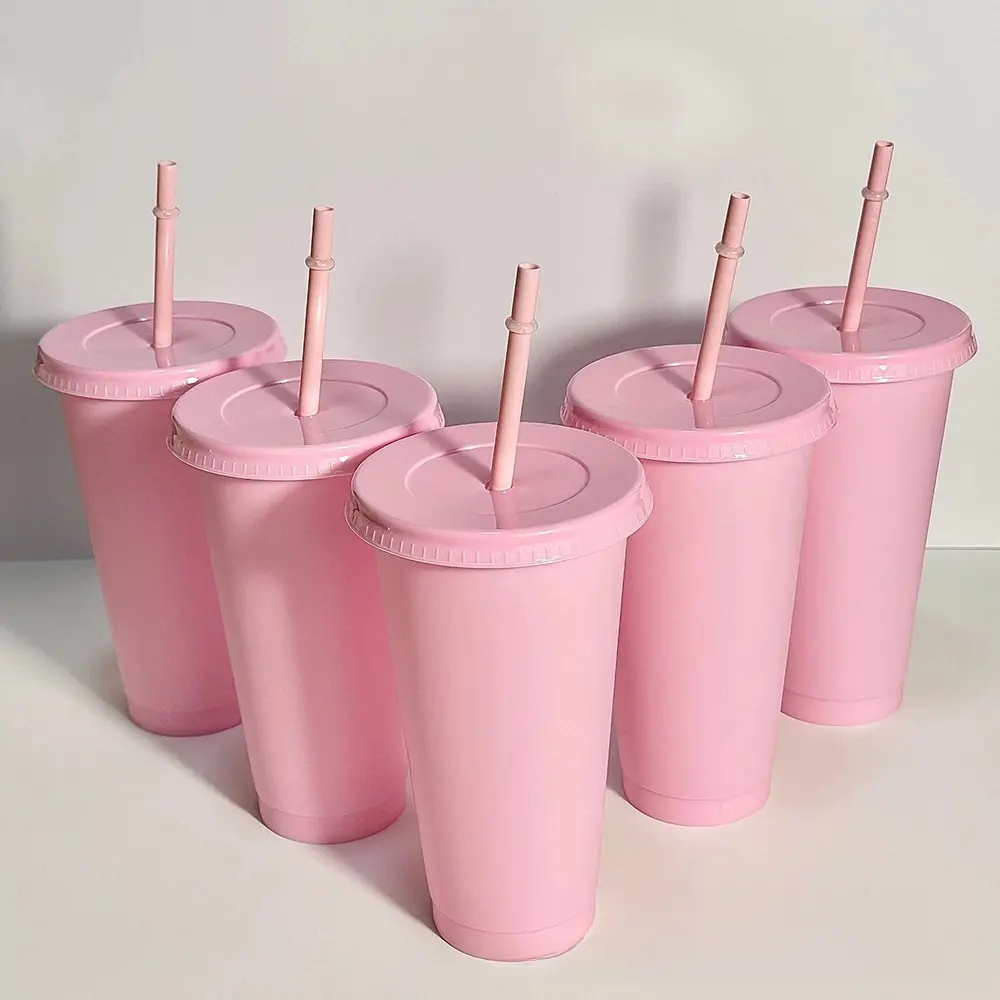 Cute Coffee Cup Tumbler Kawaii Water Bottle With Straw Lid For Juice Tea Plastic Cup Portable Reusable Drinking Bottle BPA Free