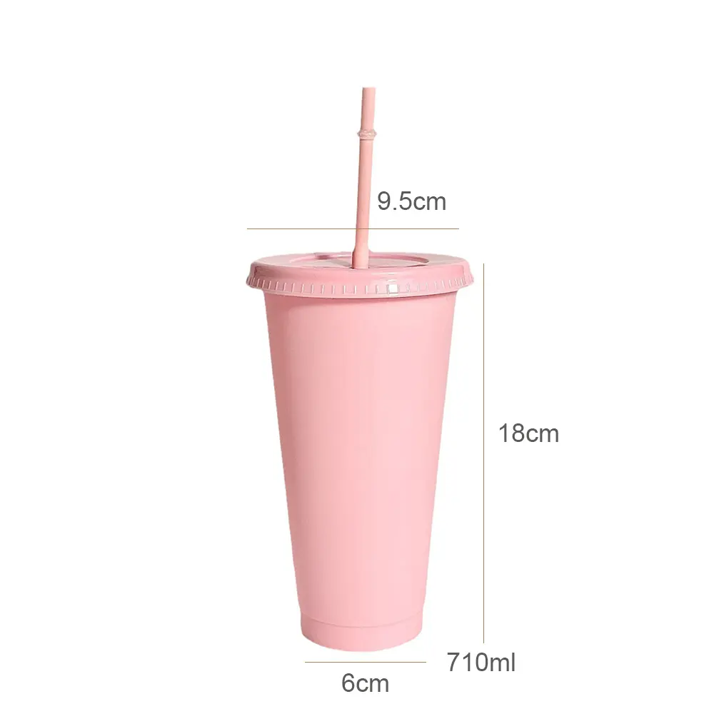 Cute Coffee Cup Tumbler Kawaii Water Bottle With Straw Lid For Juice Tea Plastic Cup Portable Reusable Drinking Bottle BPA Free