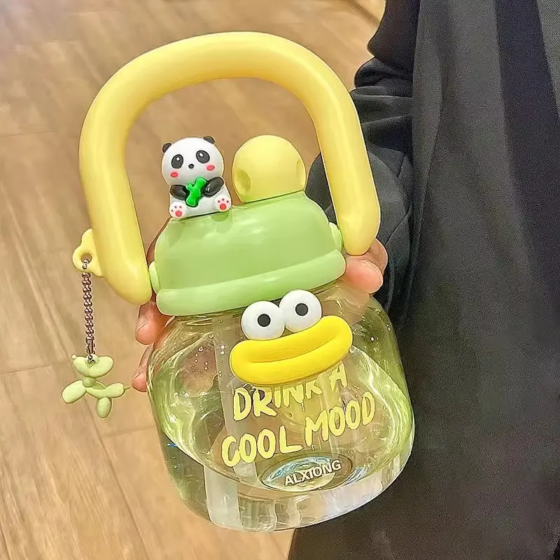 800ml Kawaii Water Bottle With Infuser Handle Chain For Kids Big Cute Tumbler Plastic Sport Travel Water Cup For Kids BPA Free
