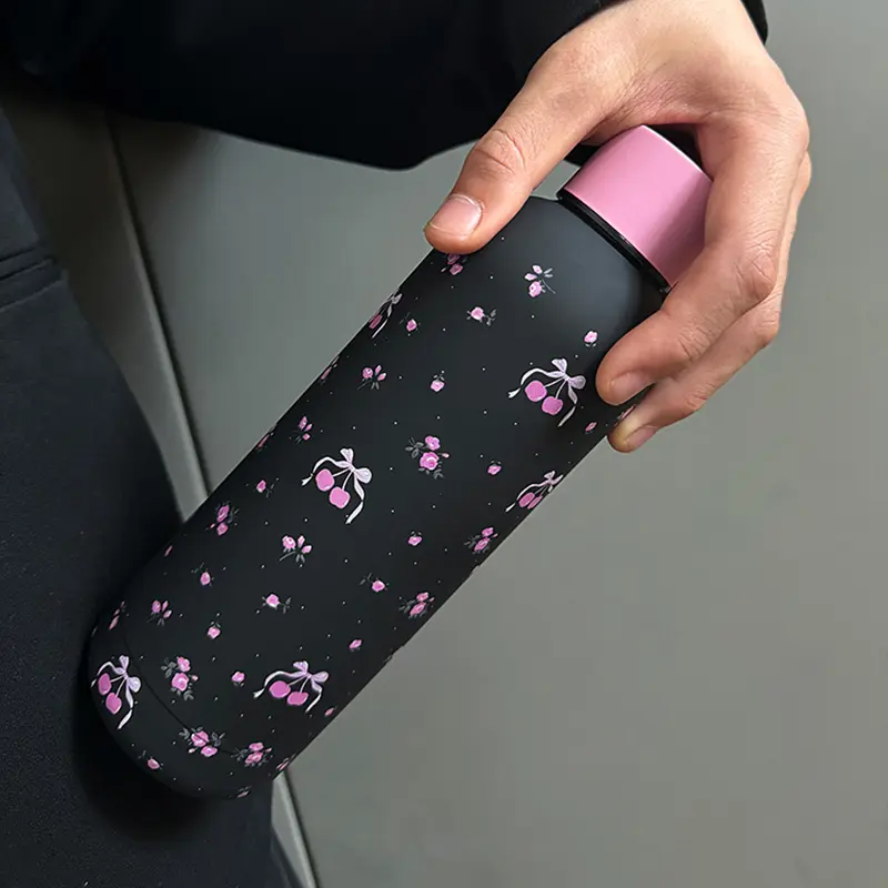 Kawaii Cherry Stainless Steel Thermos Bottle 500ml Tumbler Coffee Cup Cool Korean Travel Insulated Flask Thermal Water Bottle