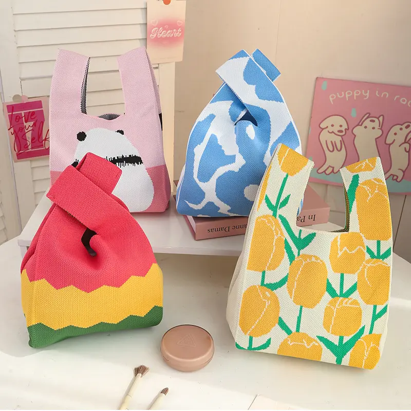 Cute Lunch Bag For Women Girl Kids School Kawaii Canvas Portable Lunch Box Tote Bags Bento Pouch Office School Food Storage Bags