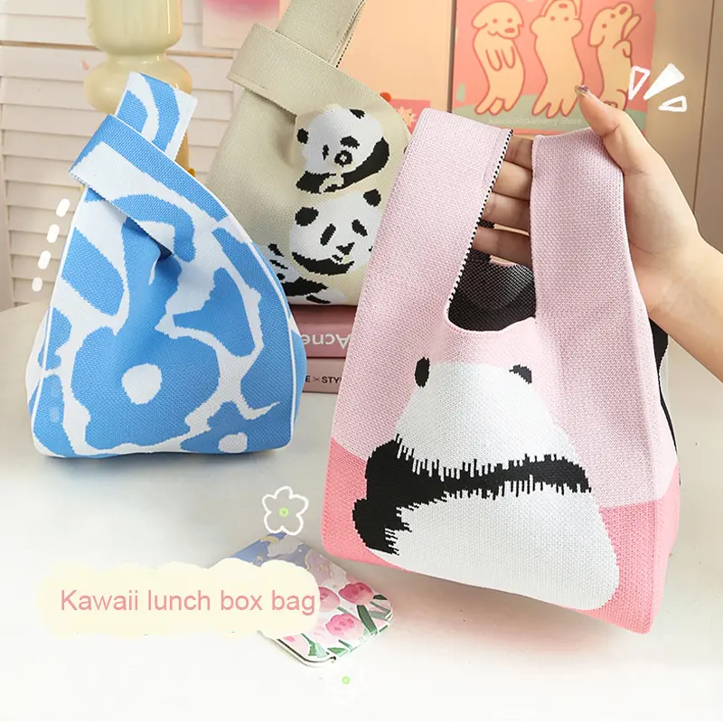 Cute Lunch Bag For Women Girl Kids School Kawaii Canvas Portable Lunch Box Tote Bags Bento Pouch Office School Food Storage Bags