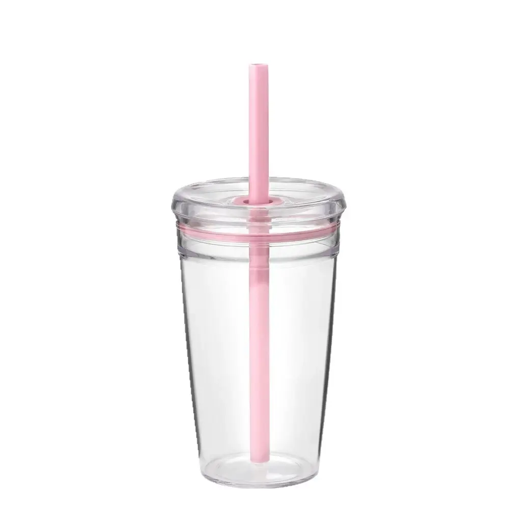 450ml Cute Water Bottle Simple Tumbler Plastic Clear Straw Water Cup Outdoor Office Cold Drink Bottles Coffee Milk Juice Ice Cup
