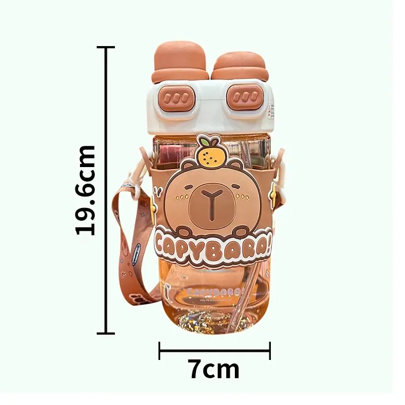 Kawaii Cat Bear Water Bottle With Straw For Children Girls School Cute Tumbler Aesthetic Tritan Drinking Bottle Gift BPA Free