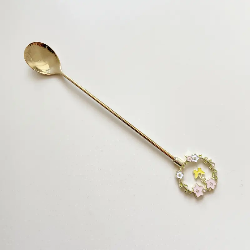 Cute Flower Dessert Honey Spoon Fork Stainless Steel Korean Small Coffee Ice Cream Cake Tea Spoon Kitchen Tableware Accessories