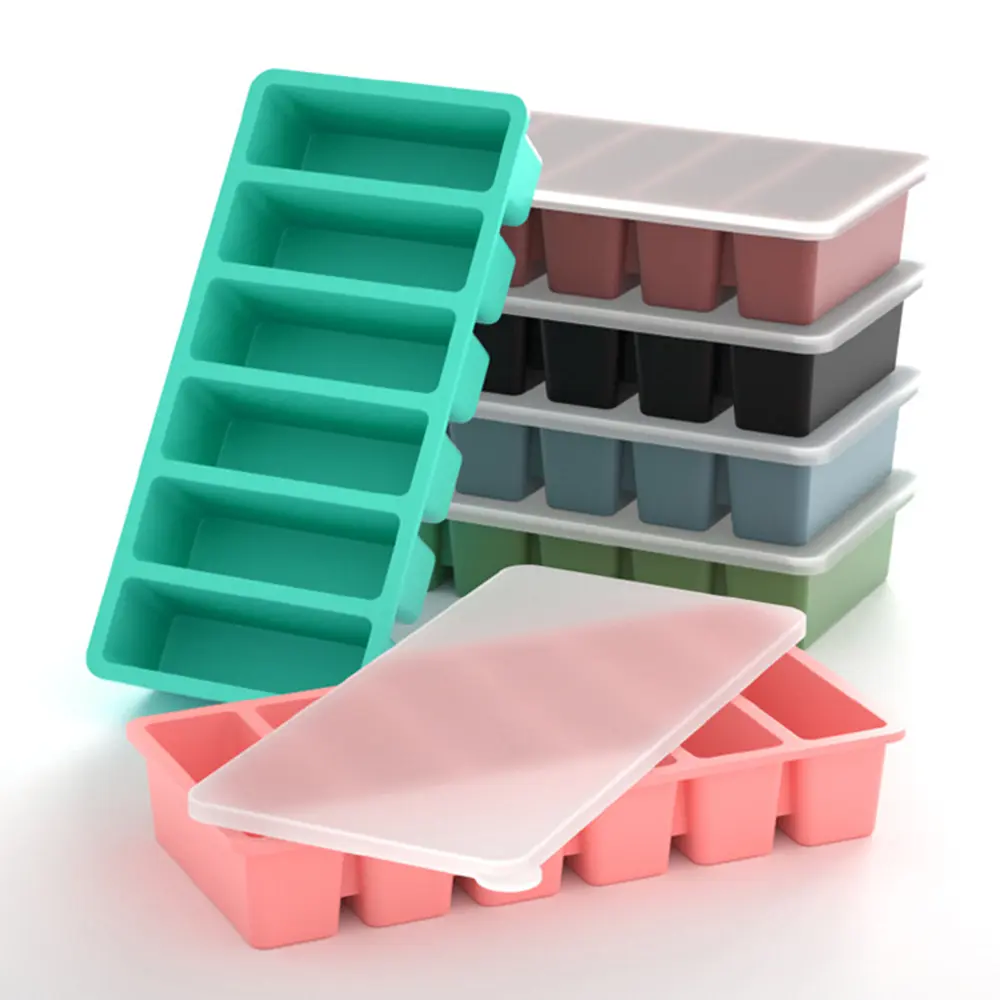 6/4 Grids Ice Stick Mold For Tumbler Cup Silicone Molds Tray With Lid For Whiskey Juice Making DIY Long Ice Cube Maker BPA Free