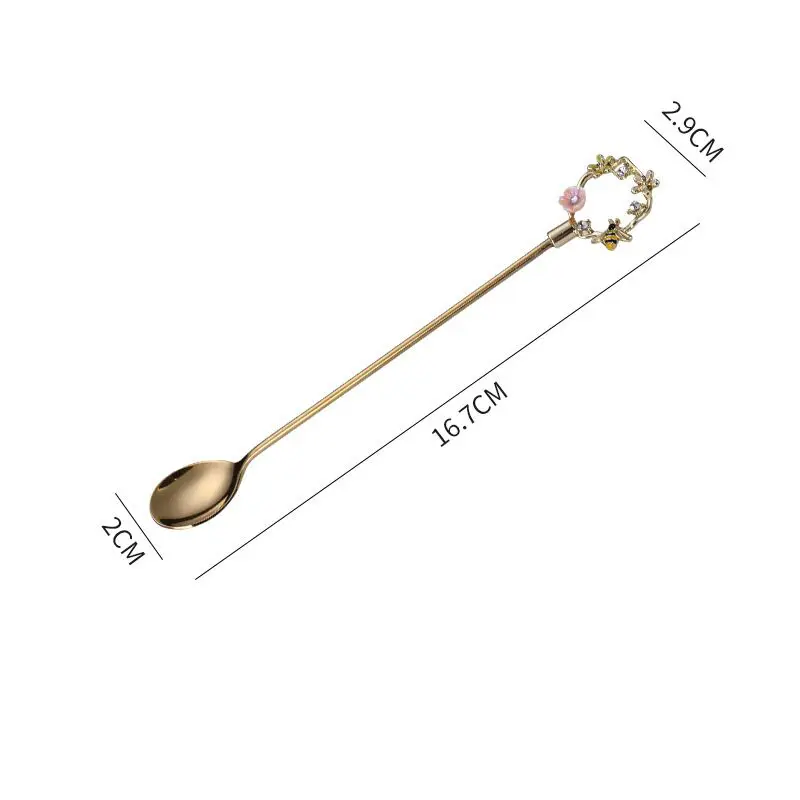 Cute Flower Dessert Honey Spoon Fork Stainless Steel Korean Small Coffee Ice Cream Cake Tea Spoon Kitchen Tableware Accessories