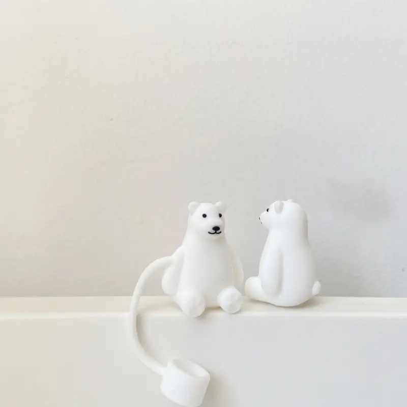 Cute Bear Straw Cover Cap For Stanley Cup Kawaii 10mm Straw Toppers For Tumbler Decoration Silicone Cap Aesthetic For Cups 1 PC