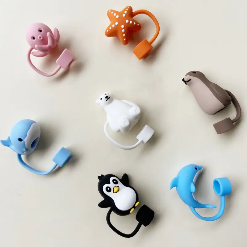 Cute Bear Straw Cover Cap For Stanley Cup Kawaii 10mm Straw Toppers For Tumbler Decoration Silicone Cap Aesthetic For Cups 1 PC