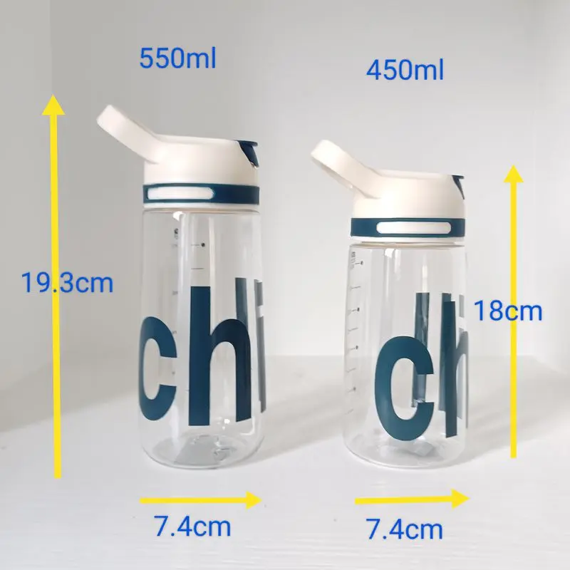 Cute Korean Water Bottle With Straw Handle BPA Free 450/550ml Plastic Coffee Milk Tea Juice Portable Drinking Bottle For Girl