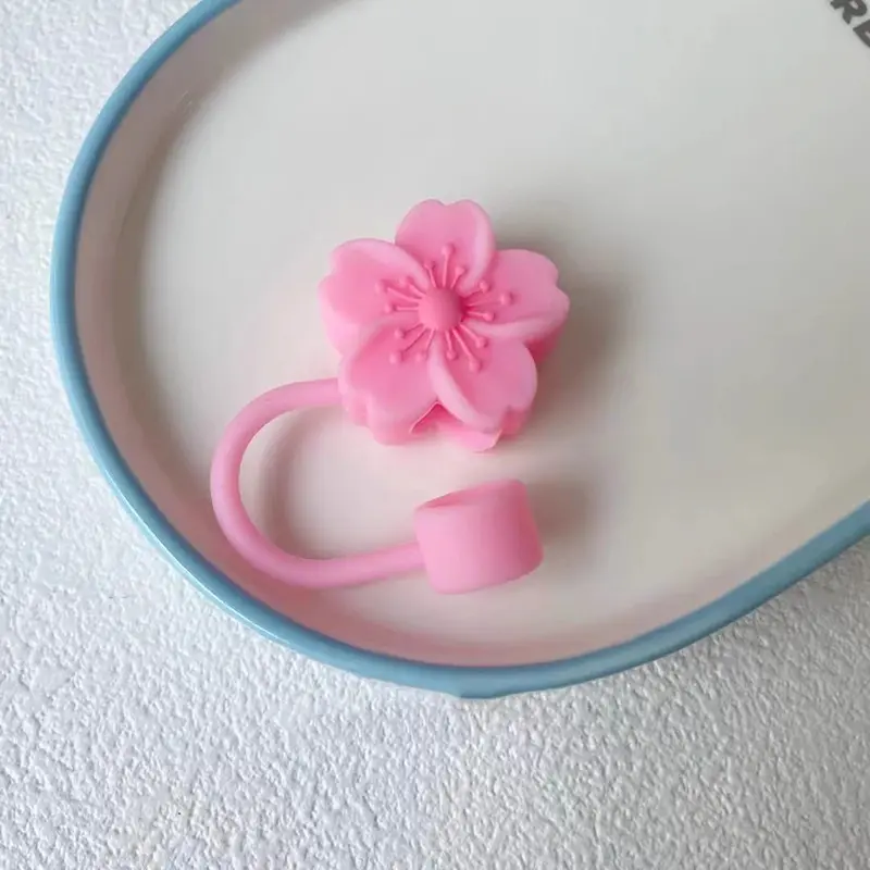 Cute Cherry Straw Cover Cap For Stanley Cups Flower Silicone Straw Toppers For Stanley 40 Oz Tumbler Accessories Straw Tip Cover